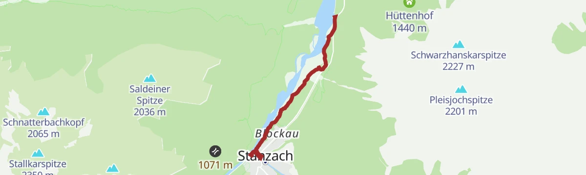Route map: Stanzach zum Lechzopf nach Forchach
